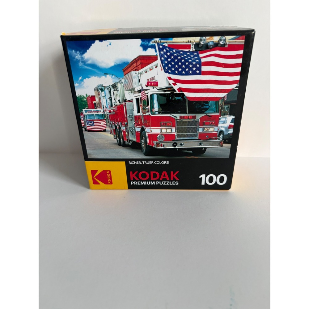 Kodak Premium Puzzle 100 Piece Fire Truck Parade American Flag 13x10in